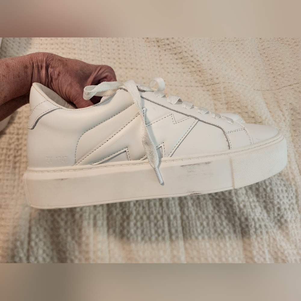 Zadig & Voltaire Women's White Leather Low-Top Sneakers New In Box Sz 40/9 $398 - Picture 5 of 11